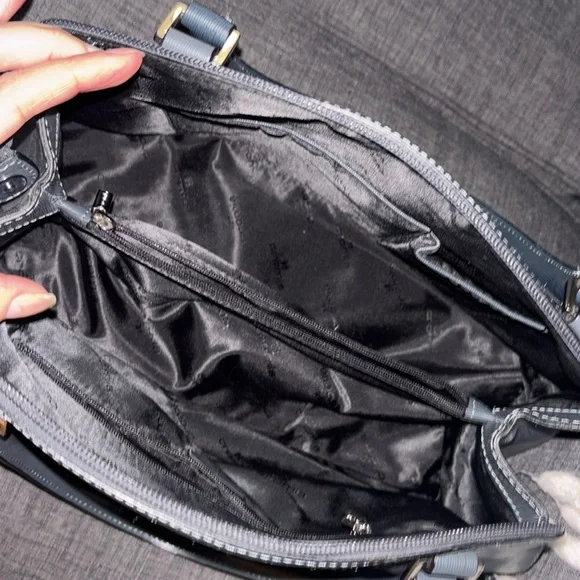 CROMIA Italian Leather Grey Top Handle Satchel Bag - Picture 7 of 10